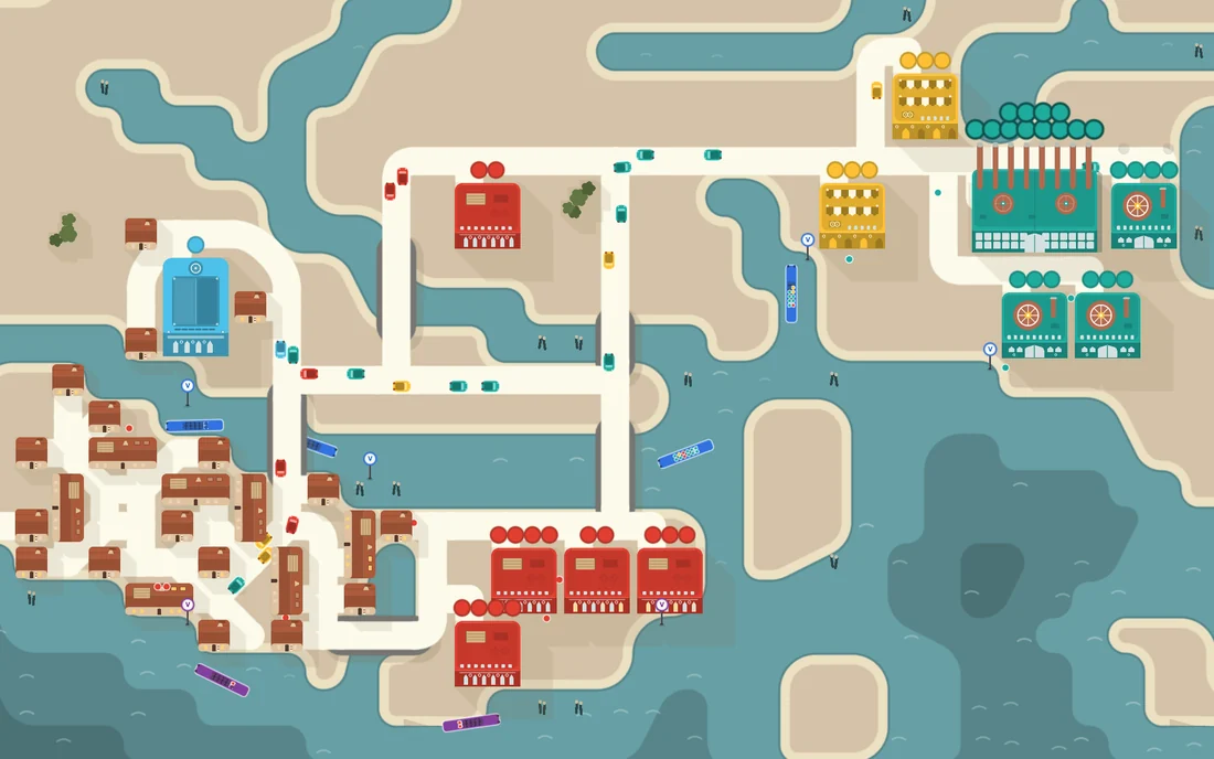 Venice in Multi Modal — a lagoon of small islands laced by canals, with vaporetti running between them.
